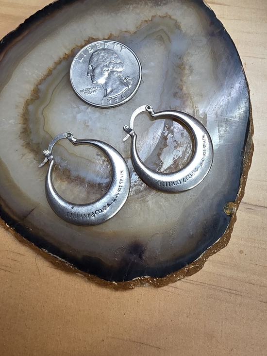 Tiffany & Co. Jewelry - Tiffany & Co. Sterling Silver Curved Hoop Earrings - Silver